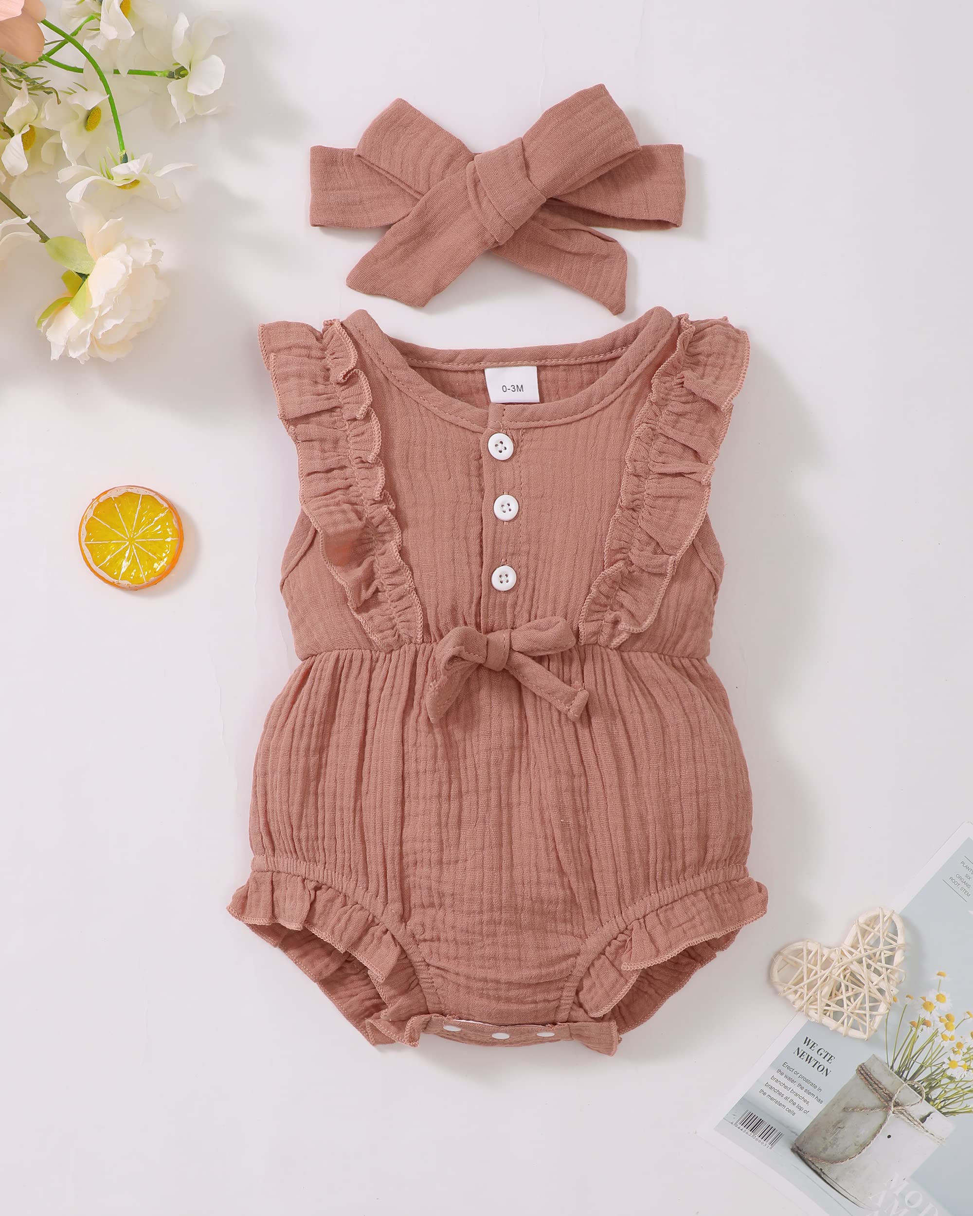 Renotemy Newborn Infant Baby Girl Clothes Rompers Summer Jumpsuits Short Sleeve Romper Infant Baby Clothes Girl