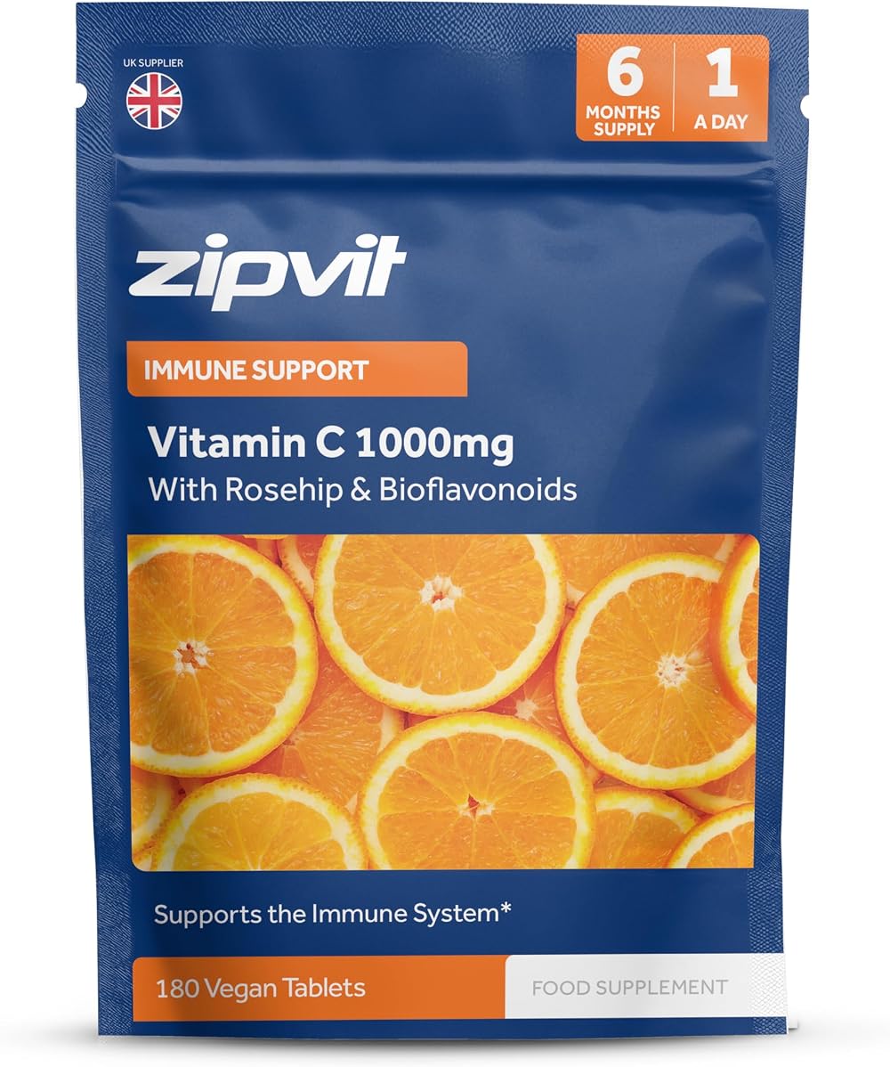 Zipvit Vitamin C 1000mg with Rosehip & Bioflavonoids, Vegan 180 tablets
