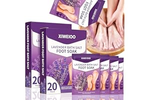 XIWEIOO 40 Packs of Foot Bath soak Salts kit Lavender Epsom Salts Tea Tree Oil Dry Cracked HEE Toenail Athletes Foot, Stubborn Foot Odor Scent, Softens Calluses Pedicure Tired Feet spa Message