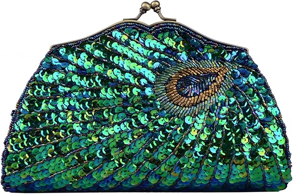 peacock clutch bag