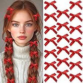 SAWINDA 20PCS Red Mini Hair Bows Small Bow Hair Clips Cute Bowknot Silk Ribbons for Girls Valentines Sweet Bows for Hair Non Slip Hair Barrettes Bowknot Hair Clips Accessories for Women and Girls