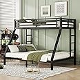 Bellemave Bunk Bed Twin XL Over Queen, Heavy Duty Metal Bunk Bed Frame, Queen bunk Bed for Adults, Adult bunk beds Heavy Duty, Twin XL Bunk Bed, Black
