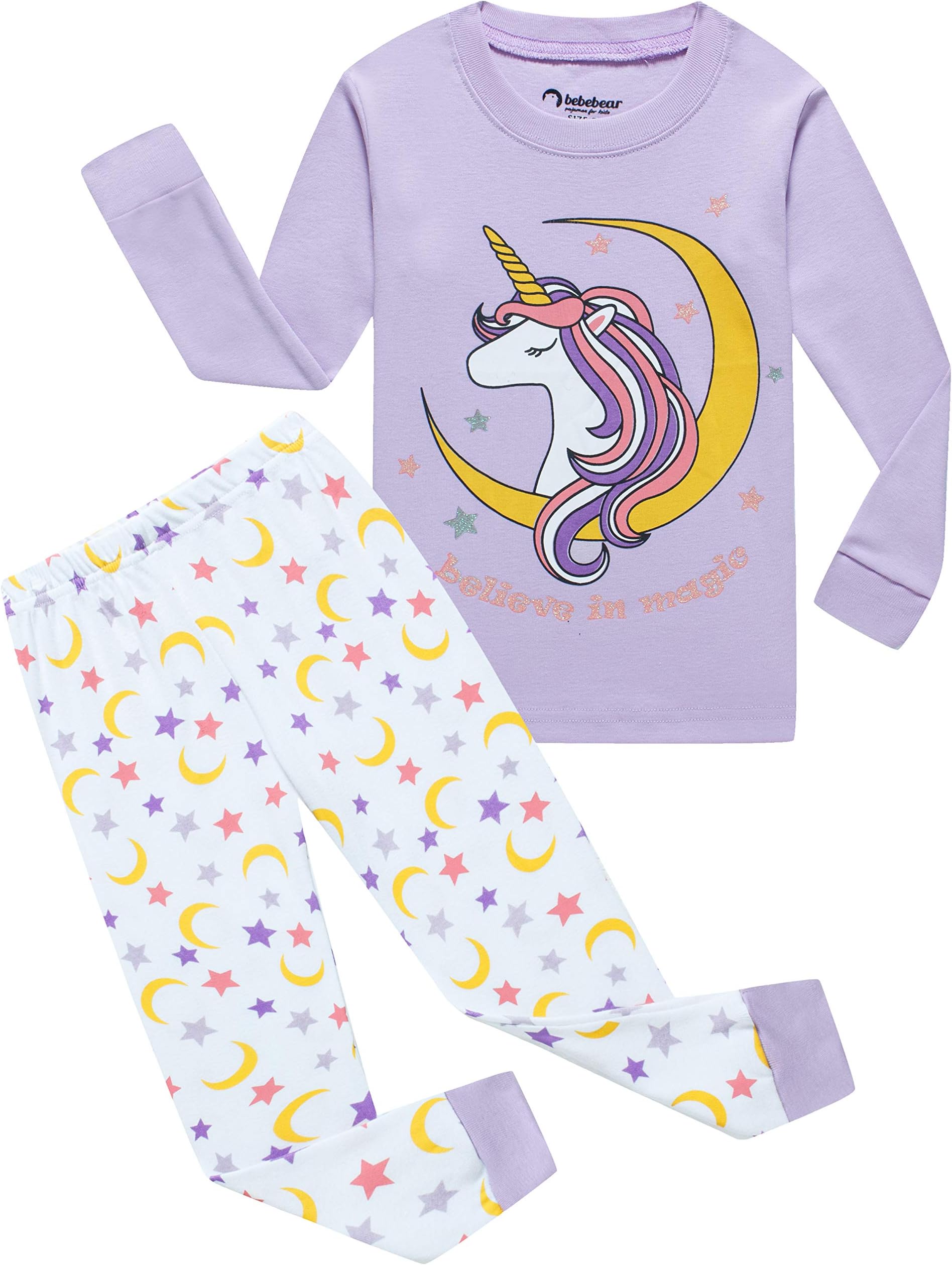 Little Girls Pajamas Baby Children Horse Pyjamas 100% Cotton Pink Toddler Sleepwear