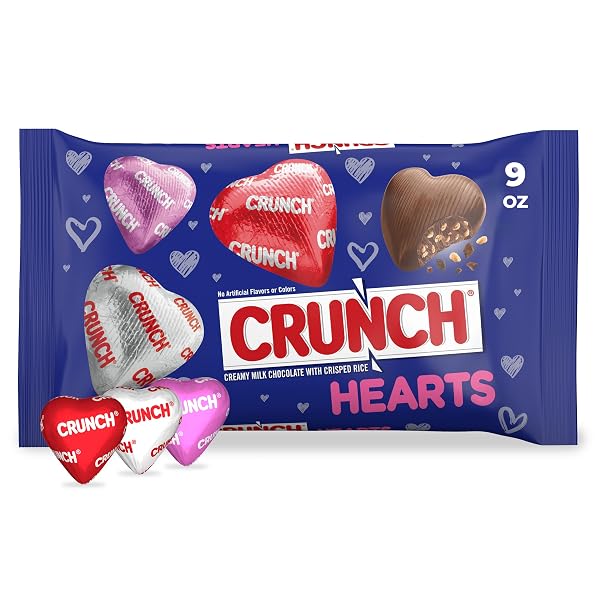 CRUNCH MILK CHOCOLATE HEARTS WITH CRISPED RICE, VALENTINE’S...