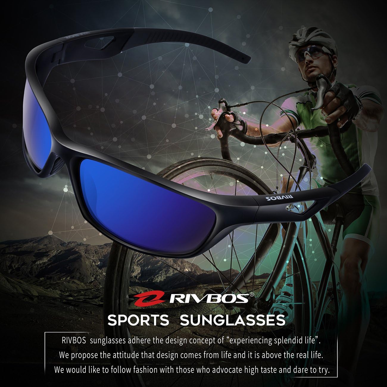 RIVBOS Polarized Sports Sunglasses Driving Glasses for Men Women Tr90 Unbreakable Frame for Cycling Baseball Running Rb831 (Black&Black Mirror Lens): Sports & Outdoors