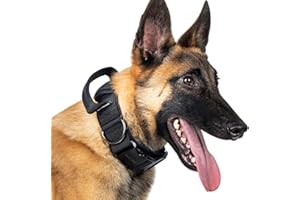 OneTigris Tactical Dog Collars with Handle,Military Dog Collar for Large Dog,Adjustable Nylon Collar German Shepherd Collar w