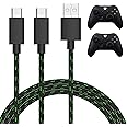 TALK WORKS Dual Xbox Controller Charger Cord for Series X, Series S - 10' Nylon Braided USB C Charging Cable, Charges 2 Contr