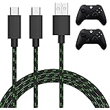TALK WORKS Dual Controller Charger Cord for Xbox Series X / Series S - 10 ft Nylon Braided USB C Charging Cable - Charges 2 C