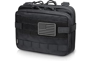WYNEX Tactical Large Admin Pouch of Double Layer Design, Molle EDC EMT Utility Pouch with Map Sleeve Modular Tool Pouch Large Capacity Flag Patch Included