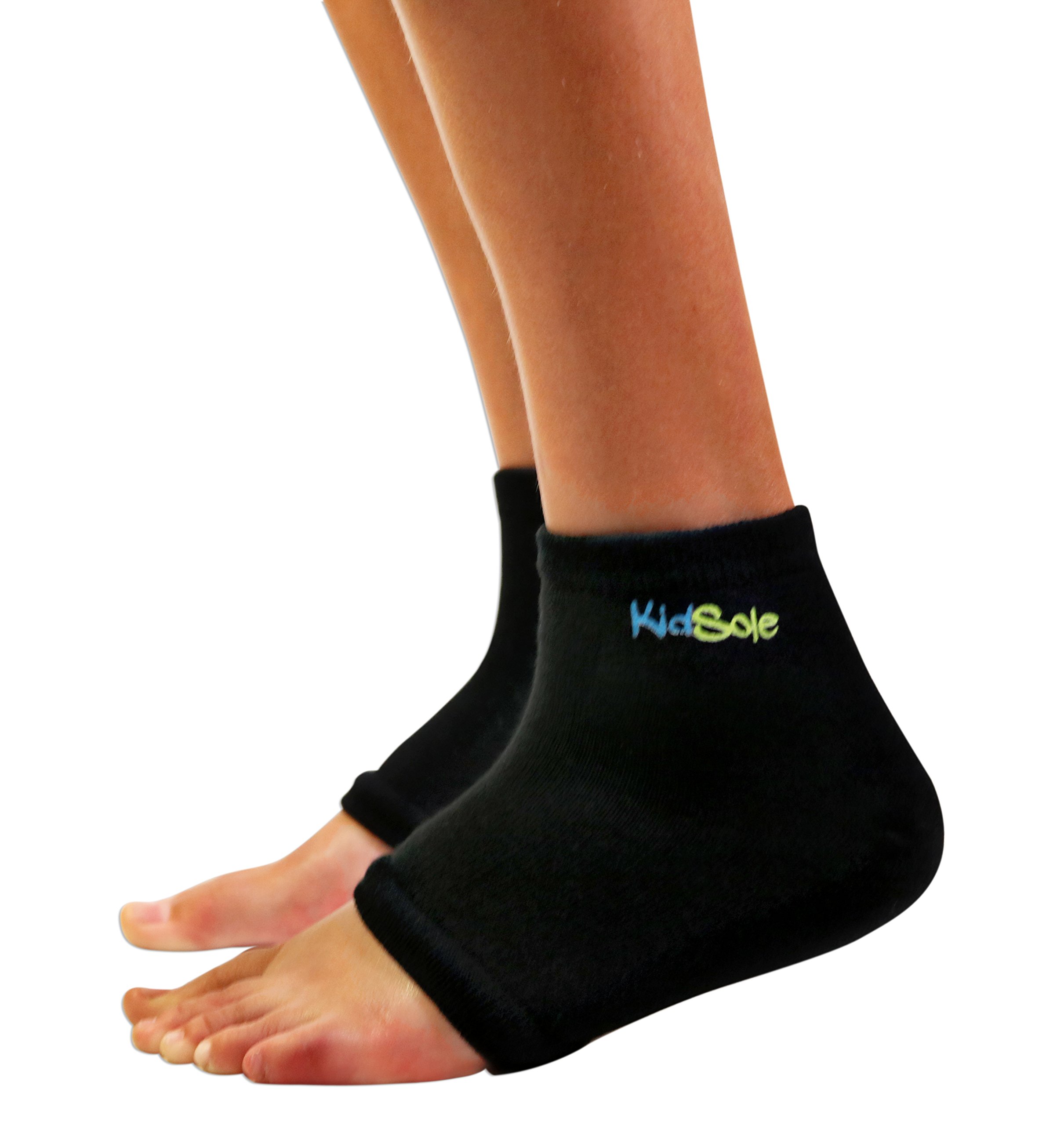 KidSole KidSole RX Gel Sports Sock for Kids with Heel Sensitivity from Severs Disease, Plantar Fasciitis. US Kid's Sizes 2-7 (Black)