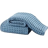 Microfiber Waffle Face Towels, 2 Pieces, Oversized, Soft, Absorbent, Fast Drying, Lint Free 430 GSM (Blue)