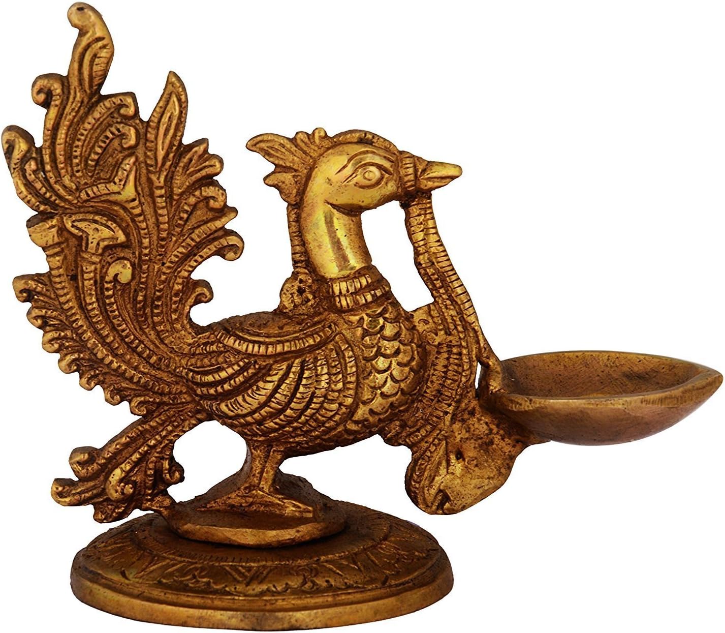 Handicraft Expert Brass Peacock Diya for Divine Experience of Worship at Home & Office,Handcrafted Luxury Item (Bronze) Height - 11 Cms