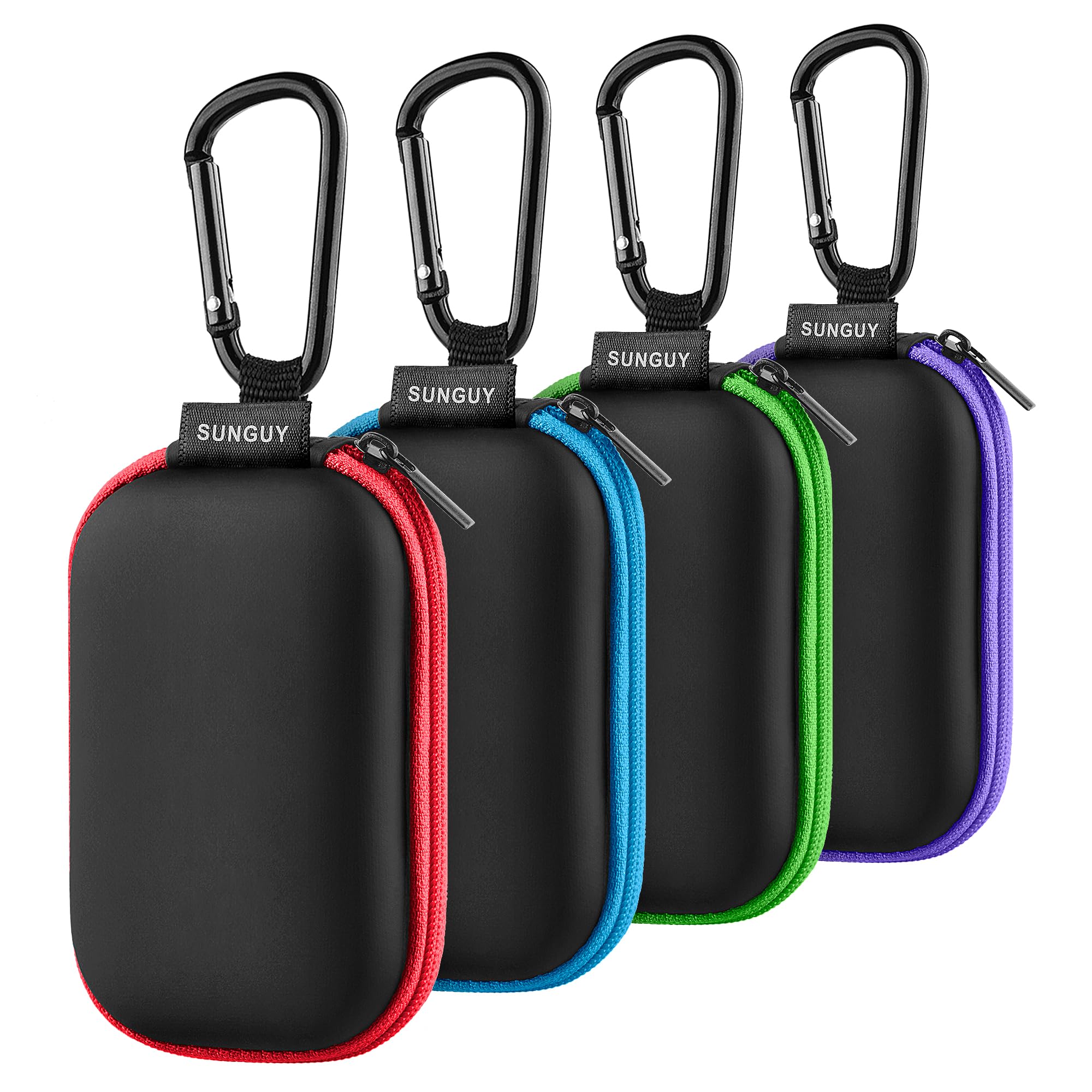 Photo 1 of SUNGUY Earbuds Case 4Pack, Rectangle Earbuds Carrying Case, Portable Earphone Pouch Phone Accessories Organizer with Carabiner for Earphone, in-Ear Headphones, Earbud, SD Card, USB Charging Cable