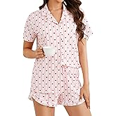 Marvmys Women Short Sleeve Pajamas Set Button Down 2 Piece Pjs Shorts Set Ruffle Lounge Set Sleepwears S-XXL