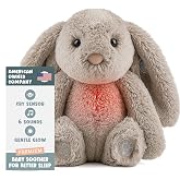 Gemma Joy Bunny Plush Cry-Activated Heartbeat Sleep Soother for Newborns | Cry-Activated Heartbeat with White Noise, Shush and Lullabies, Soft Night Light, Rechargeable, 11 Inch Newborn Companion