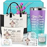 Christian Gifts for Women, Inspirational Religious Gifts for Women Faith, Catholic Spiritual Valentines Day Gift for Mom Sister Friends Grandma Coworker with 20 Oz Tumbler, Canvas Tote Bag