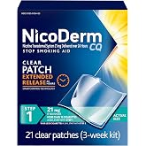 NicoDerm CQ Step 1 21mg, 21 Clear Patches | Reduces Nicotine Withdrawal Symptoms, 24-Hour Nicotine Craving Relief, Clear Patch, Includes Behavioral Support Program