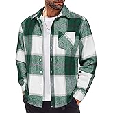 COOFANDY Mens Flannel Shirts Long Sleeve Lightweight Plaid Shirt Casual Button Down Shirts Jacket
