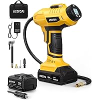 AstroAI Cordless Tire Inflator Air Compressor 20V Max Rechargeable Battery Powered 160PSI Portable Handheld Air Pump with 12V