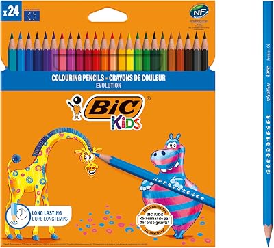 BIC Kids Evolution ECOlutions Colouring Pencils 24 Pack Multi Vibrant Art