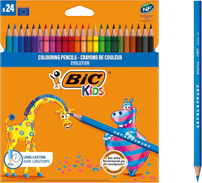 BIC Kids Evolution ECOlutions Colouring Pencils 24 Pack Multi Vibrant Art