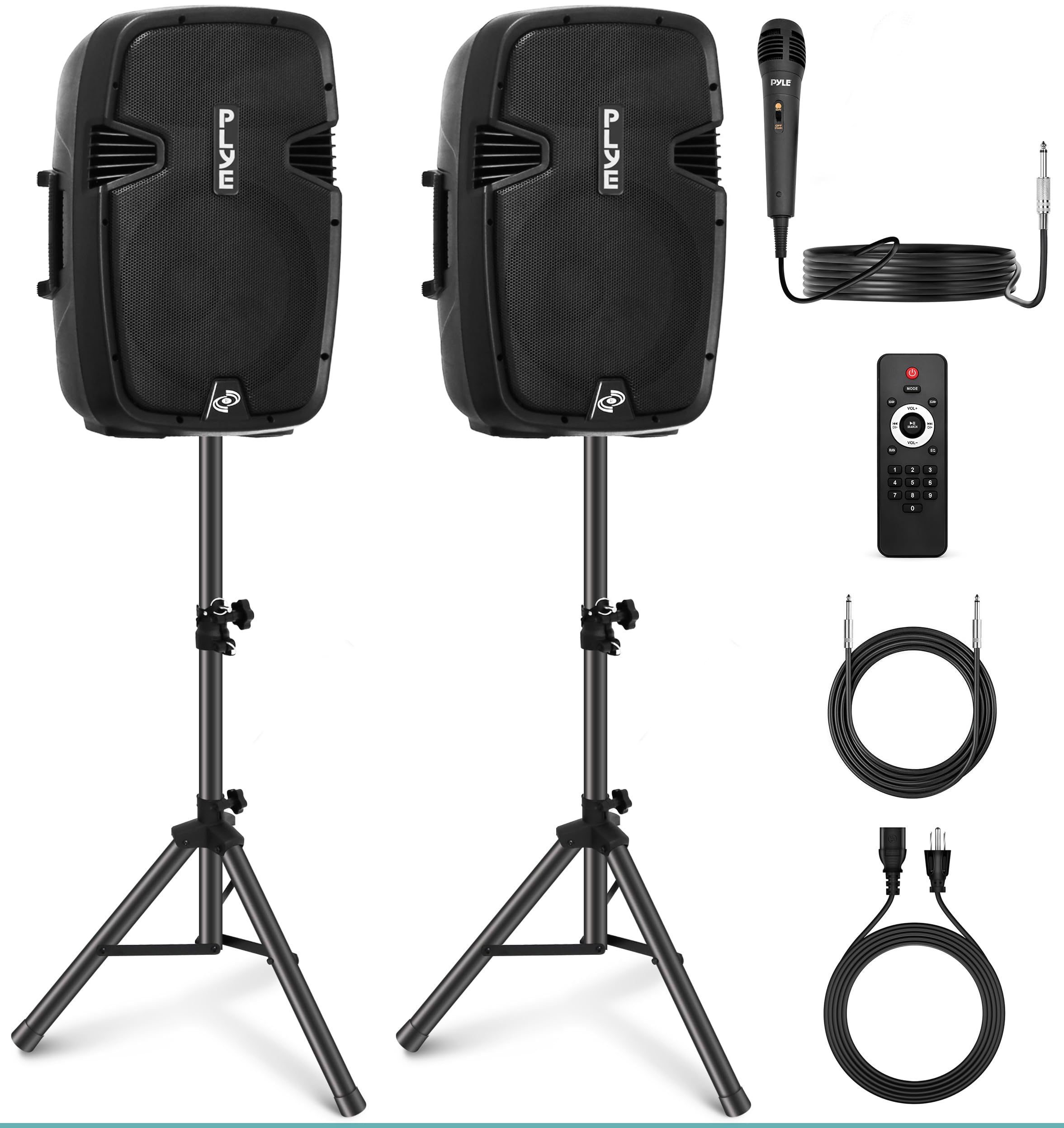 Photo 1 of ***TRUCK/TRAILER PICKUP ONLY*** Wireless Portable PA Speaker System - 1800W High Powered Bluetooth Compatible Active + Passive Pair Outdoor Sound Speakers w/ USB SD MP3 AUX - 35mm Mount, 2 Stand, Microphone, Remote - Pyle PPHP1249KT