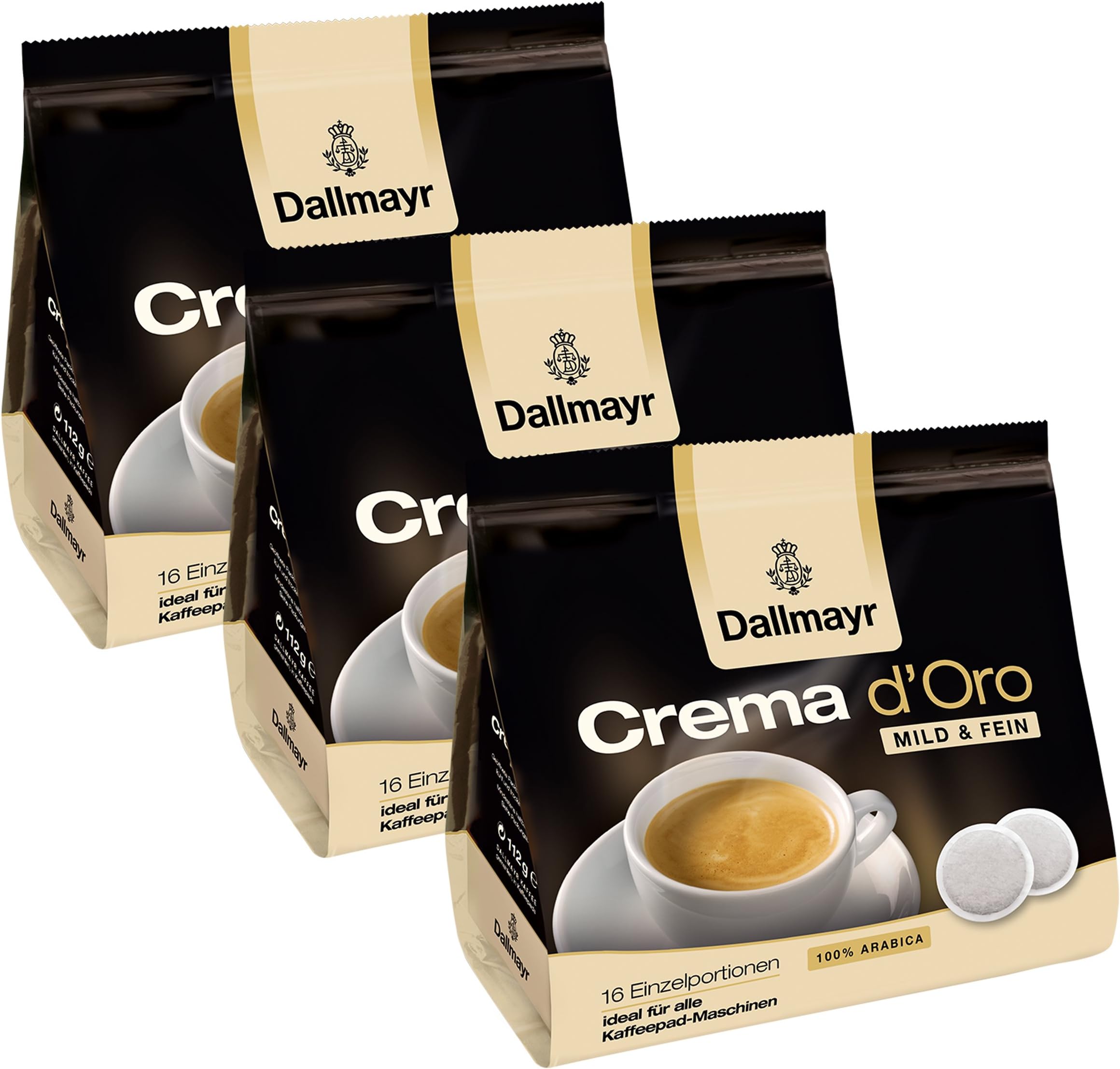 Dallmayr Coffee Crema d Oro Mild & Fine Arabica Coffee Pad, velvety - 48 Pads