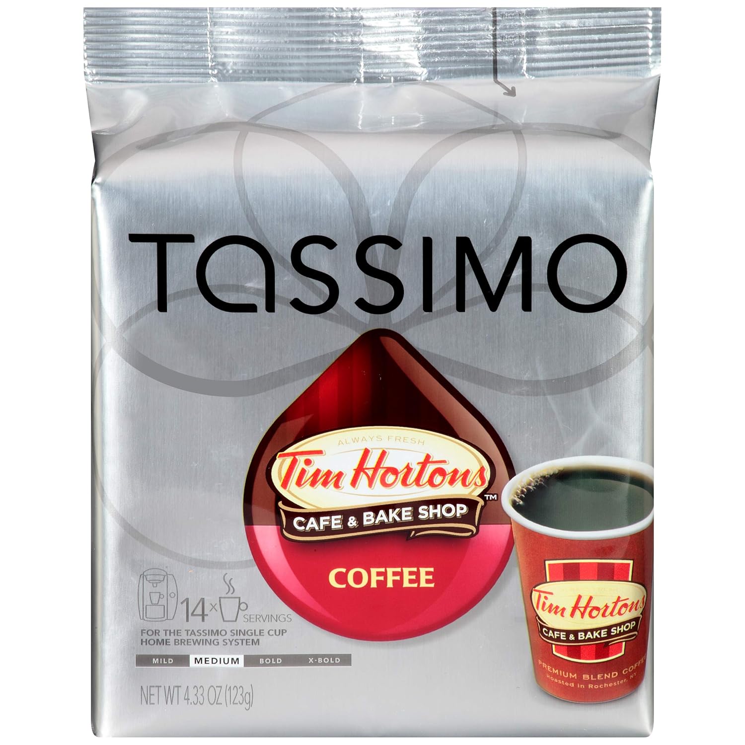 Tim Hortons Medium Roast Coffee T-Discs for Tassimo Brewing Systems (14 T-Discs)