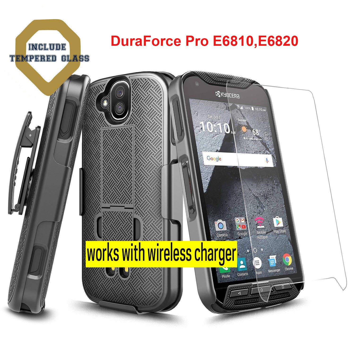DuraForce Pro Case, Microseven Super Slim Case w/Built-in Kickstand [Belt Clip] Holster Combo Compatible w Duraforce Pro (E6810,E6820,E6830,E6800,E6833)