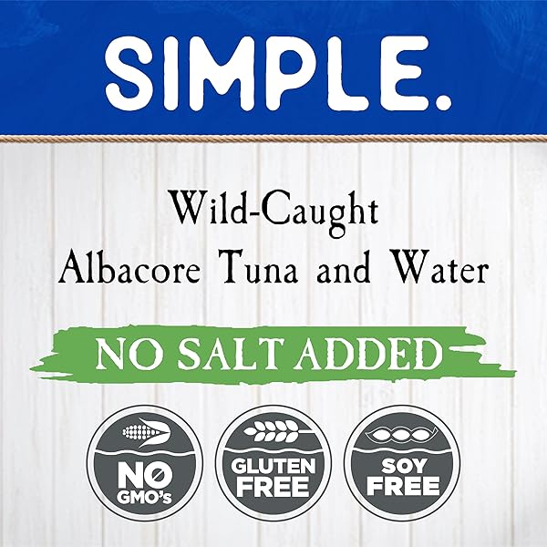 BLUE HARBOR FISH CO. WILD ALBACORE SOLID WHITE TUNA IN WATER, NO SALT ADDED – 4.6 OZ CANNED TUNA (PACK OF 4)