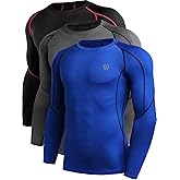 NELEUS Men's 3 Pack Dry Fit Long Sleeve Compression Shirts Workout Running Shirts