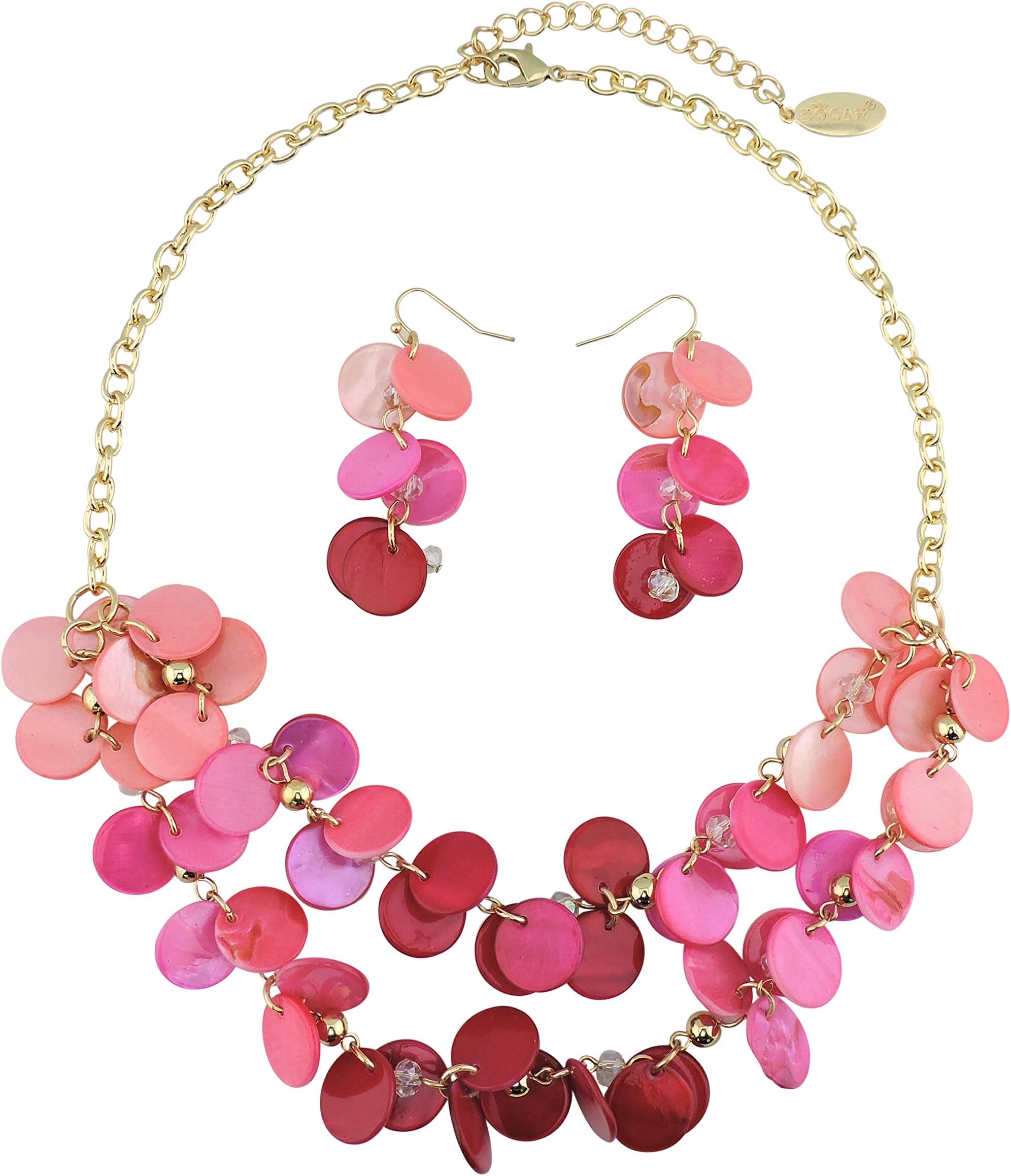 2 Layer Statement Choker Shell Necklace and Earring Set for Women Gift