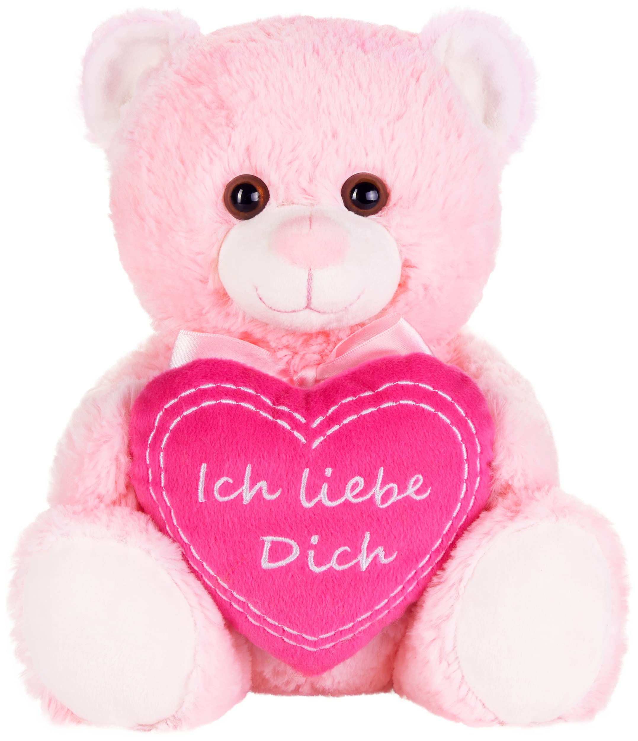 BRUBAKER Teddy Plush Bear with Heart Pink - Ich liebe dich German- 9.8 Inches (25 cm) - Teddy Bear Plush Teddy Cuddly Toy - Soft Toy Pink