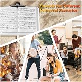 K Kasonic Foldable Music Stand 2-in-1 Collapsible Sheet Music Folder White view 2