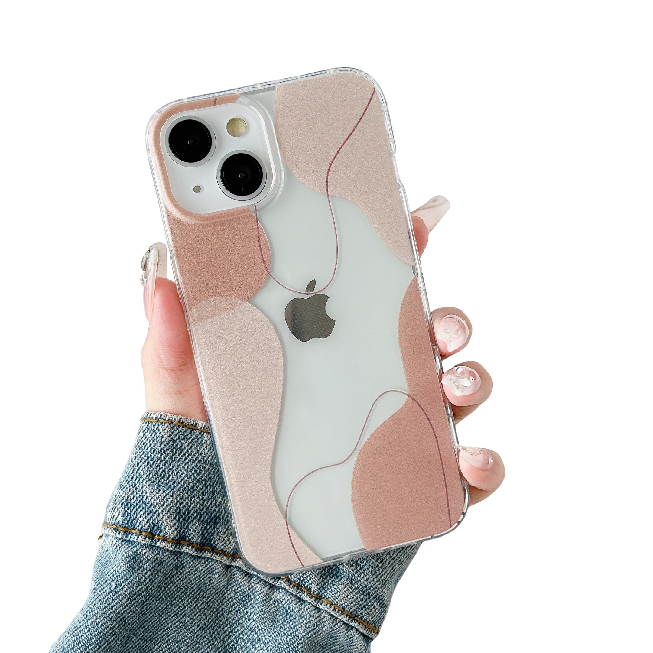 DEFBSC Compatible with iPhone 15 Case, Transparent Color Mix Aesthetic Design Soft TPU Bumper Slim Thin Shock-Absorbing Protective Phone Cover - Brown — image 1