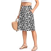 Viodia 25" Knee Length Long Skorts for Women with Pockets Dressy Casual Midi Skort Summer Travel Modest Skirts
