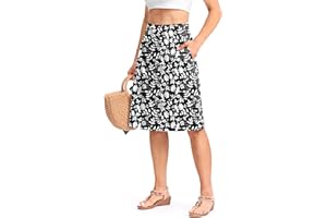 Viodia 25" Knee Length Long Skorts for Women with Pockets Dressy Casual Midi Skort Summer Travel Modest Skirts