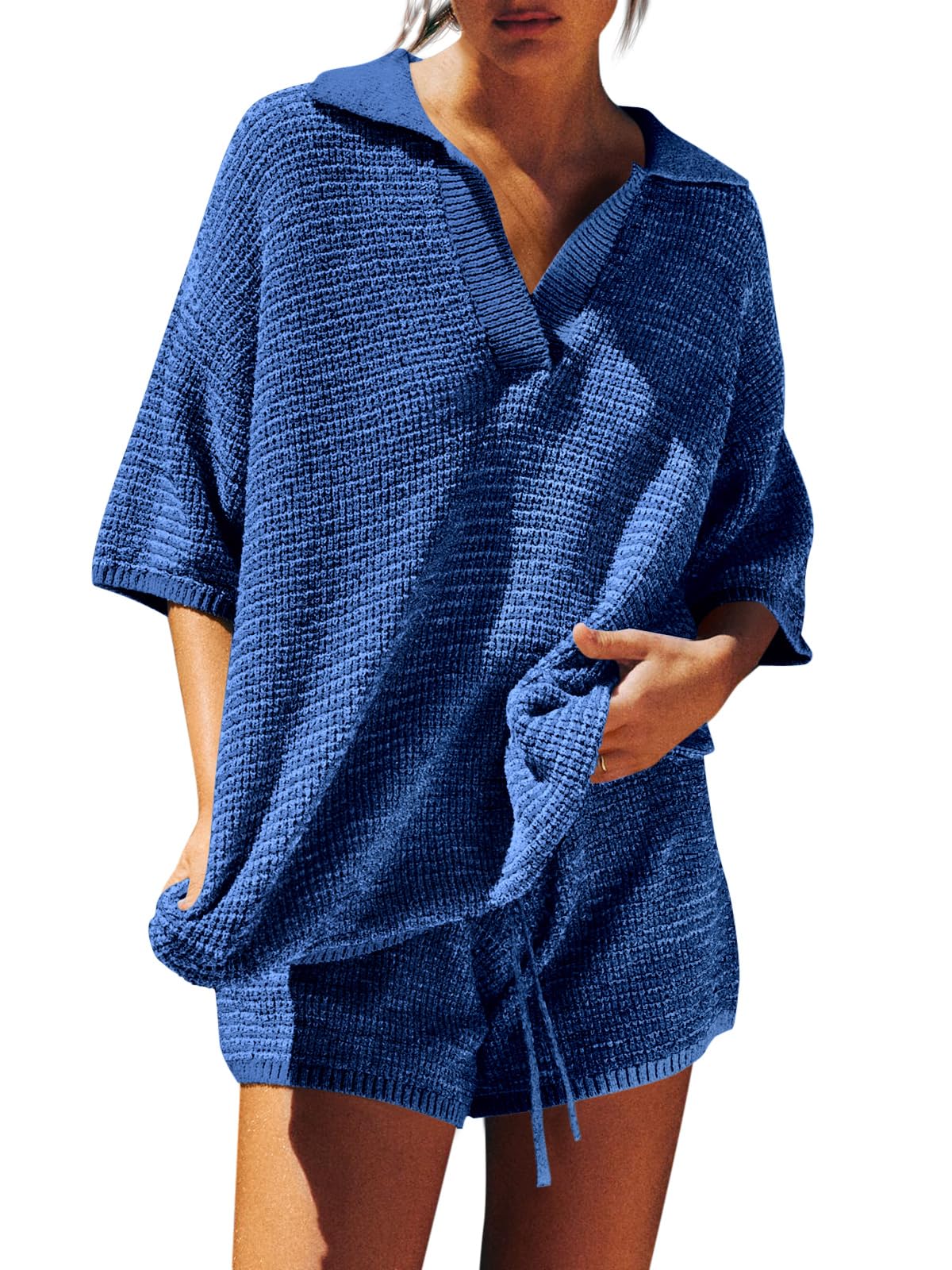 Photo 1 of *Missing Parts - See clerk notes*
Tankaneo Womens Sweater Set 2 Piece Outfits Oversized 3/4 Sleeve V Neck Knit Tops High Waisted Shorts Lounge Sets, Size medium