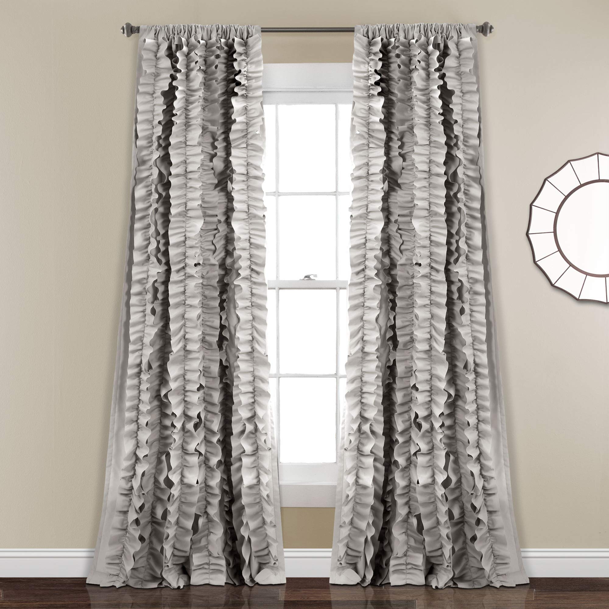 Lush Decor Belle Vintage Chic Window Curtain Panel for Living, Dining Room, Bedroom (Single Curtain), 54" W x 84" L, Gray