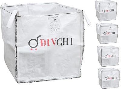 DIVCHI 5 Pack Bulk FIBC Sacks 1 Tonne Heavy Duty Open Top Dumpy 85cm