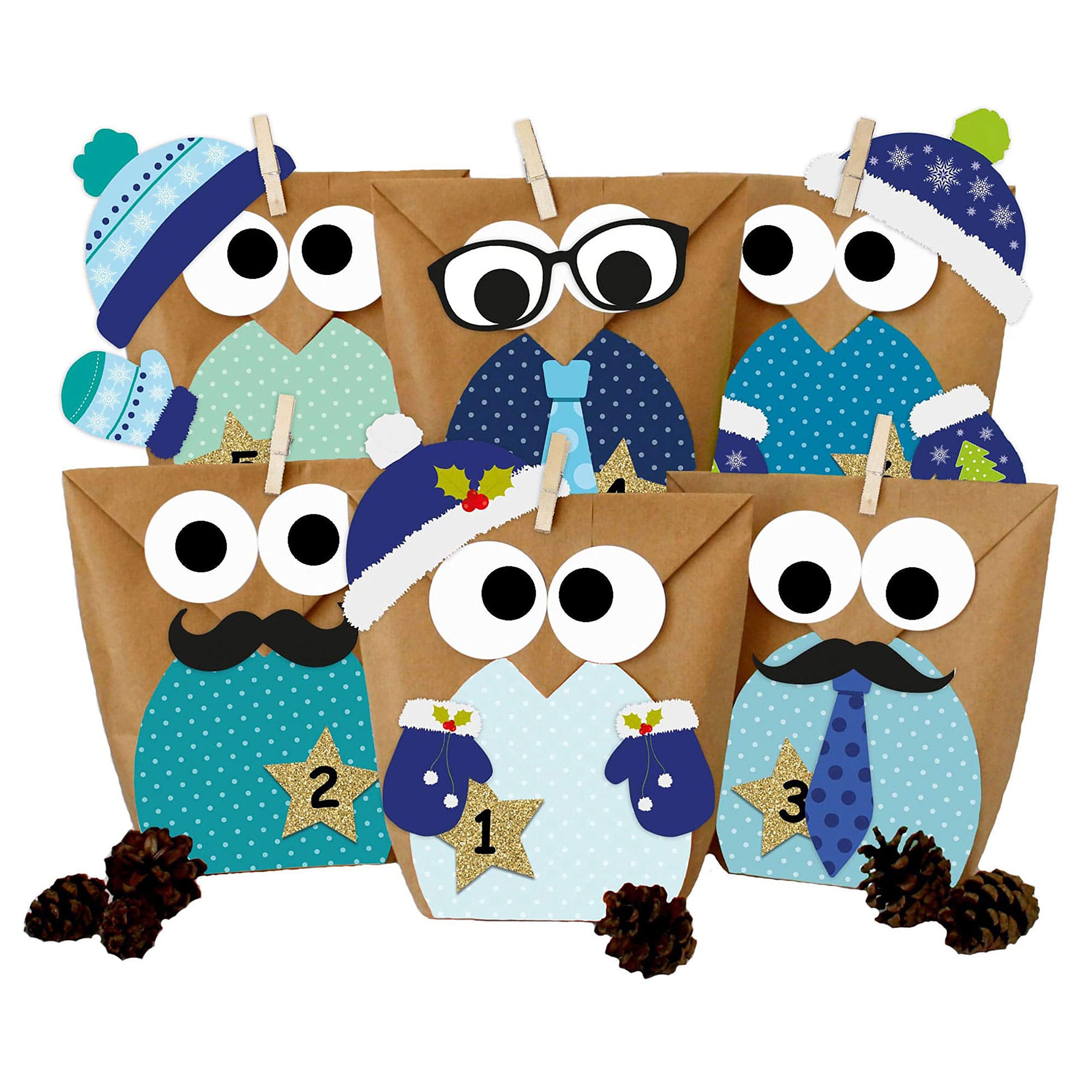 Papierdrachen DIY Advent Calendar – Christmas Owls Red with Additional Decoration – Owls Christmas – Fill Yourself