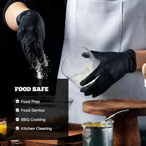 TITANFLEX DISPOSABLE NITRILE EXAM GLOVES – 6-MIL, BLACK, LARGE 100-CT BOX, HEAVY DUTY, LATEX FREE, FOOD SAFE FOR COOKING & FOOD PREP(L)