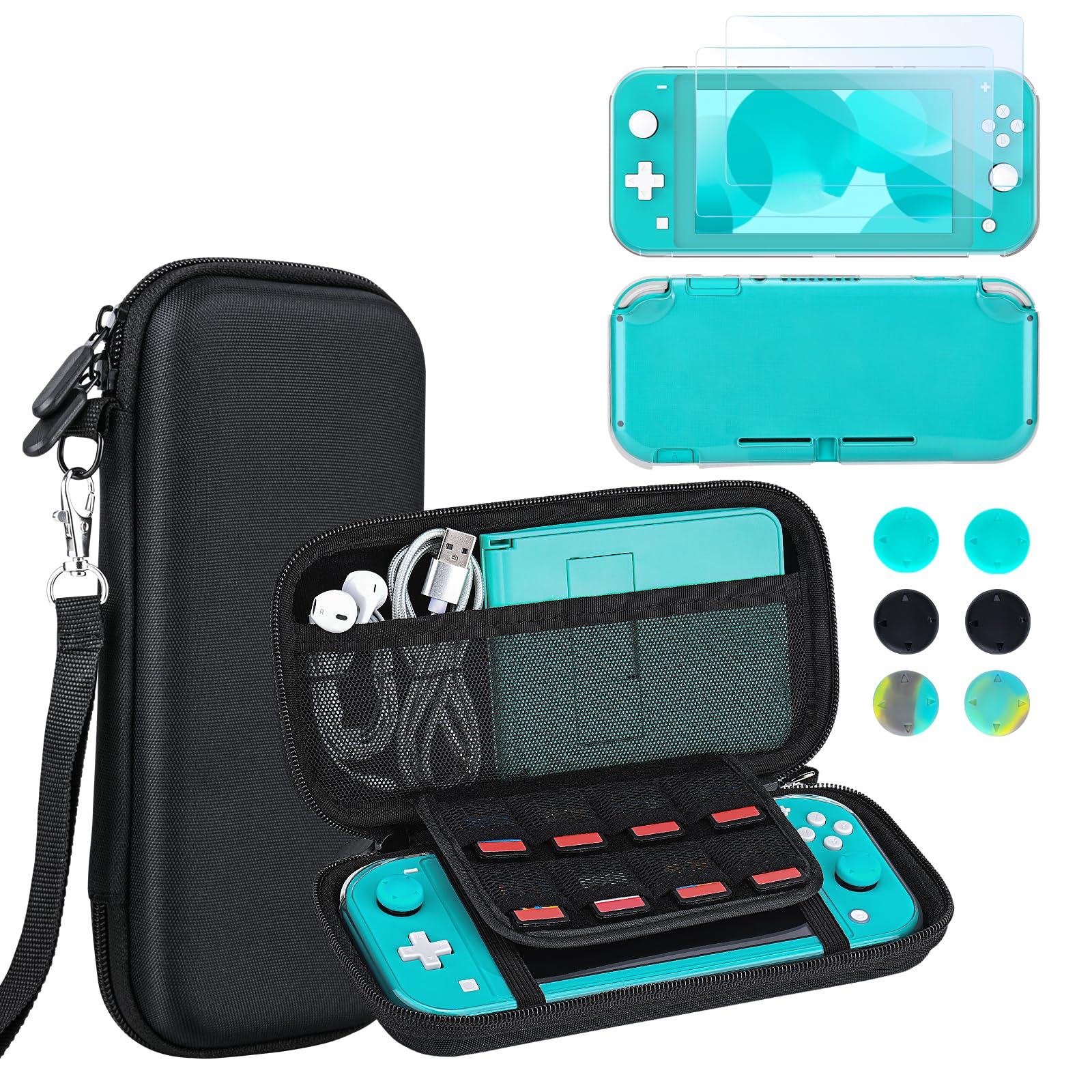 innoAura Carring Case for NS Switch Lite, include Portable Carry Case with 8 Game Cartridge, Clear TPU Cover Case, [2 Pack]HD Tempered Screen Protector for Switch Lite Accessories [video game] — image 1