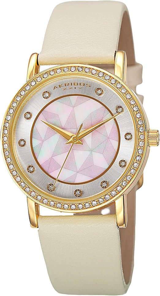 Akribos XXIV AK791 Damen-Armbanduhr, mit Kristallakzenten, Geo-Muster