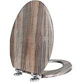 Angol Shiold Elongated Toilet Seat Molded Wood Toilet Seat with Quietly Close and Quick Release Hinges, Easy to Install also 