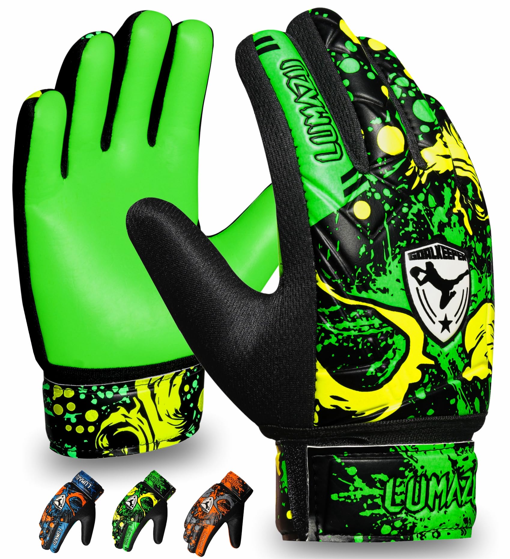 LUMAZU Football Goalkeeper Gloves for Adults Anti Slip Shock Absorption Padded Premium Soccer Goalie Gloves Wrist Protection for Men Women Goalkeeping