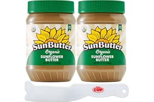 SunButter Creamy Organic Sunflower Seed Butter, 16 Ounce Plastic Jar (Pack 2) - with Exclusive By The Cup Sandwich Spreader