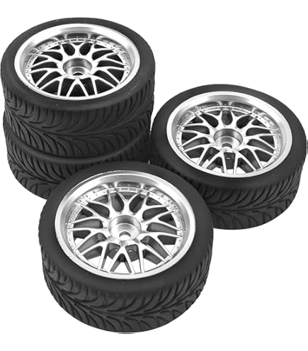 thumbnail image 2 of 4-Pack 1/10 Scale RC Car Wheels & Tires - 12mm Hex, 65mm Diameter, Rubber Tires For On-Road Touring 2 of 10