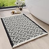 QiCaiJia Waffle Bath Mat, Boho Bathroom Rugs Extra Soft and Absorbent Non Slip Washable Bath Rug, Rubber Backed Bathroom Floor Mat Outside Shower Mat, 17x24