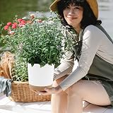 QCQHDU 20cm Plant Pot 2 Pack with Drainage Holes and Tray White Modern Decor view 6